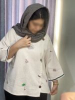شومیز جنس لینن ترک‌ یقه گرد آستین سه ربع کد ۱۰۱
